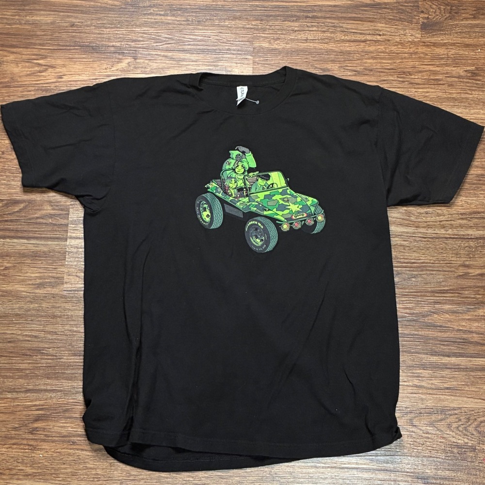 Gorillaz Geep Jeep Graphic T-Shirt Men's XL Black 2-Sided Band Tee